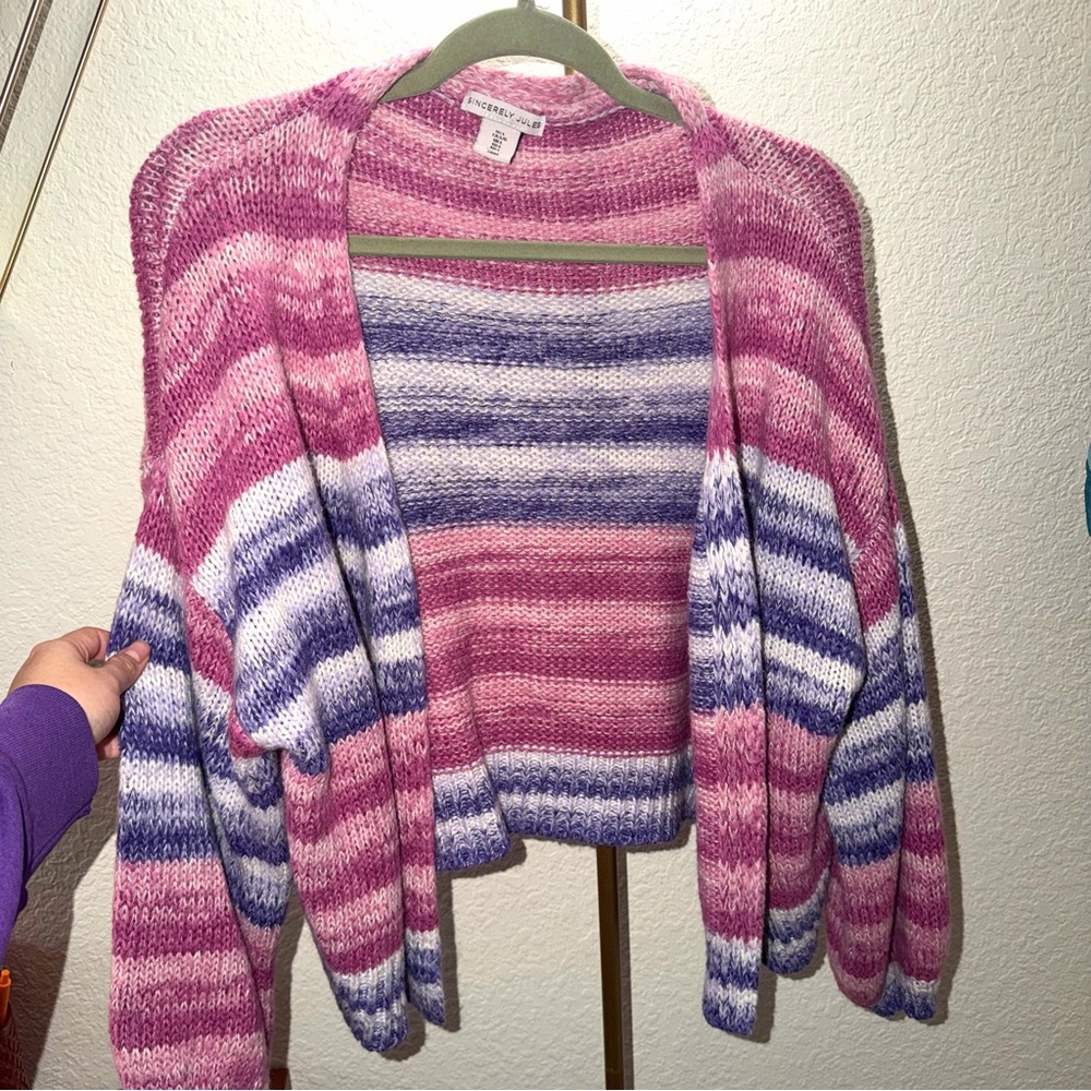 Sincerely Jules Pink and Purple Striped Cardigan